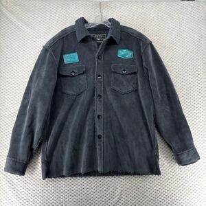 True Grit Sherpa Lined Chore Trucker Jacket Men Charcoal Gray Western Patches‎